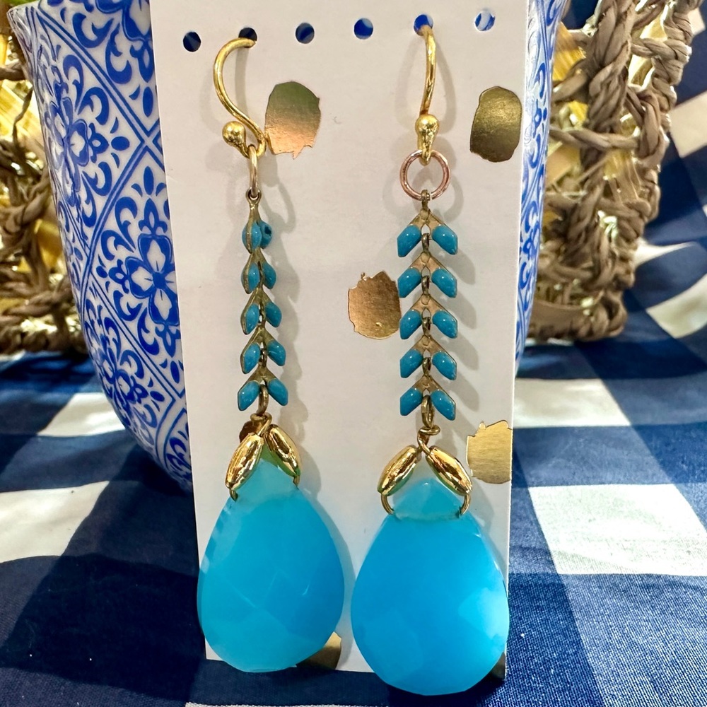 Teal Stone Teardrop Earrings